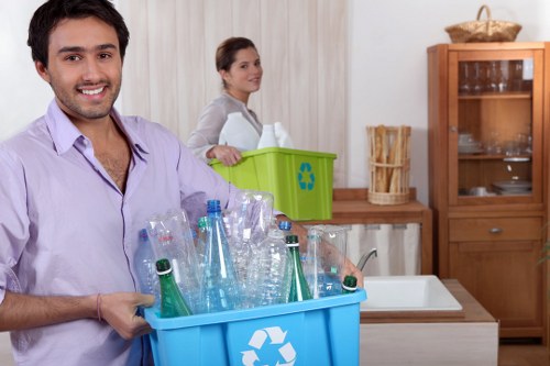 Community members participating in a local recycling drive